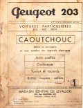 catalogue des pièces caoutchouc sur berline Peugeot 203